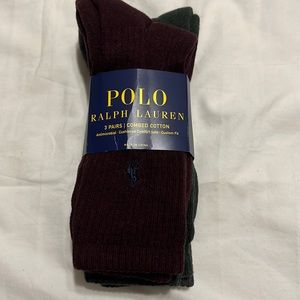 POLO RALPH LAUREN 3 PAIRS Burgundy, green, and gray